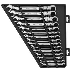 15pc Flex Head Ratcheting Combination Wrench - Metric
