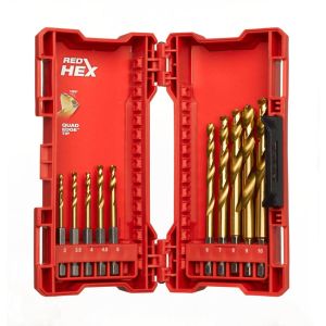 SHOCKWAVE HSS-G TIN Red Hex Drill Bits Set (10PC)